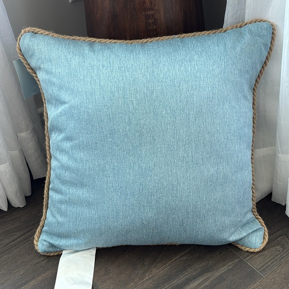 The Beach Solves Everything embroidered,rope trim, starfish, decorative pillow - Picture 5 of 8